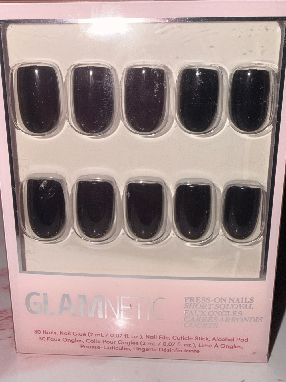 Glamnetic “Jet Black” Short Squoval Press On Nails